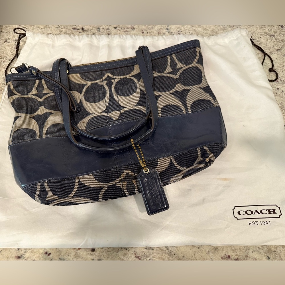 Vintage Coach Denim Signature Tote